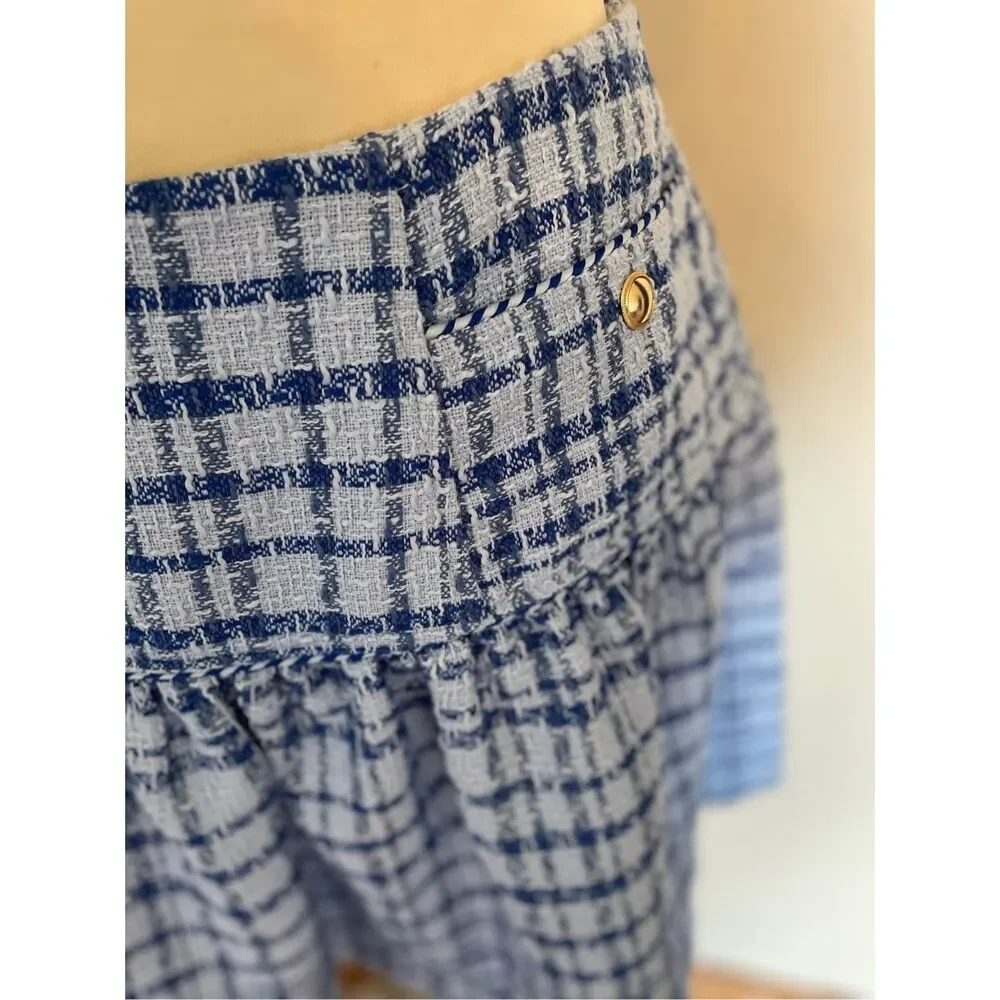 Free Assembly Blue Mini Plaid Skirt 6 New - Picture 2 of 6